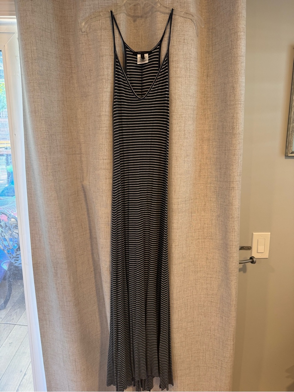BCBGMaxAzria Navy and White Striped Maxi Dress